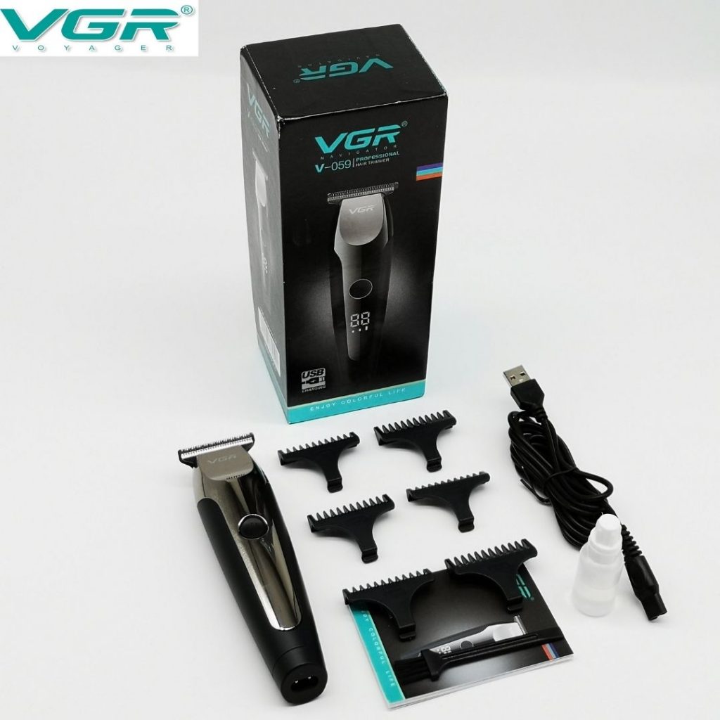 Bezicna masinica za sisanje kose i brade VGR-059 set sa 6 nastavaka, uputstvom, punjecem. baterijom, cetkicom za ciscenje, uljem i kutijom